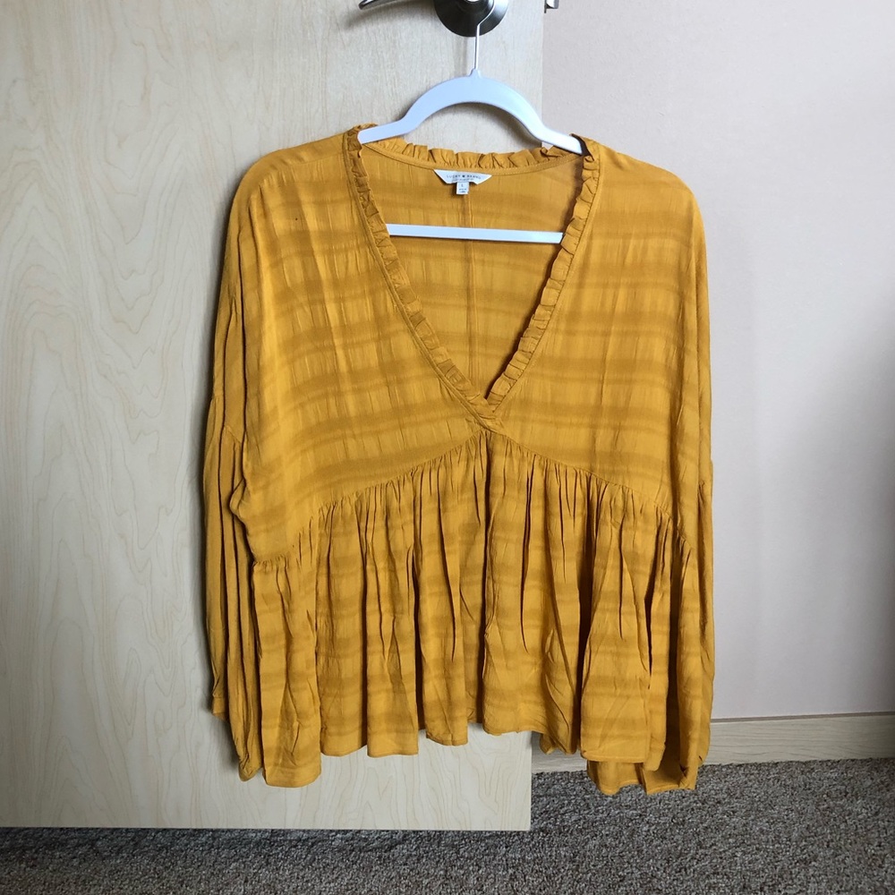 NWOT Lucky Brand Mustard Long Sleeve Top